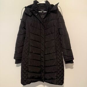 Kenneth Cole New York Black Puffer Women’s Warm Hooded Long Quilted XL Jacket